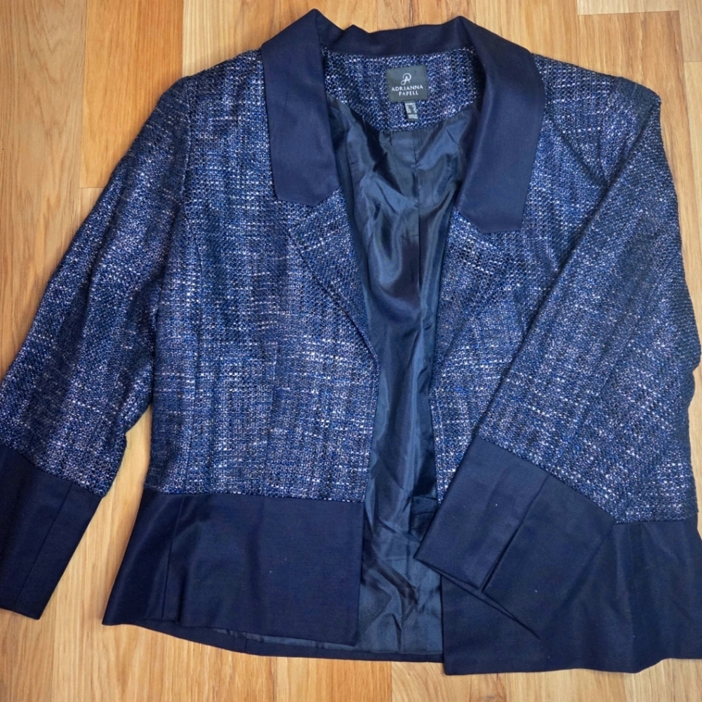Adrianna Papell Women's Navy Tweed Jacket